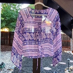 EUC - Charlotte Russe | Sheer Paisley Peasant Blouse Size M